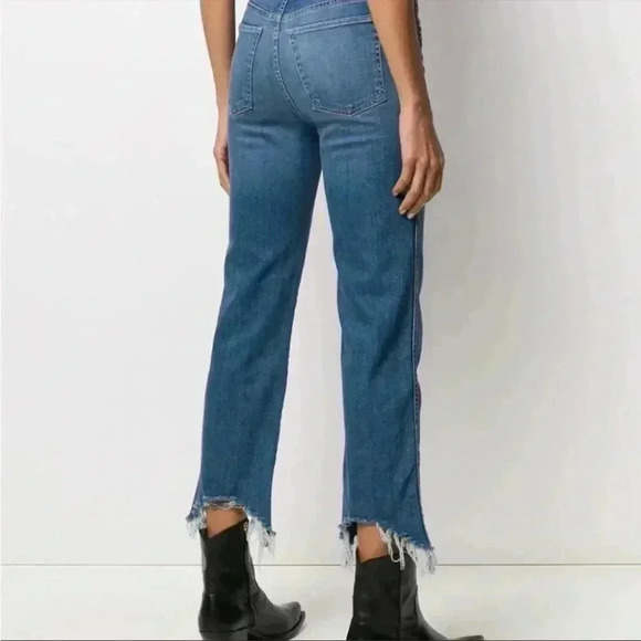 3x1 NYC Shelter Crop Denim Chewed Hem High Rise Straight Leg Jeans 26 - Picture 4 of 10
